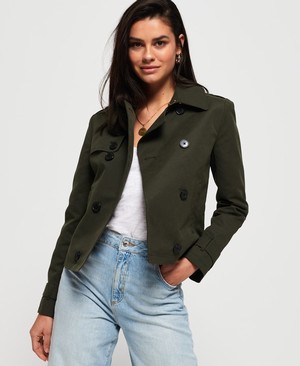 Superdry Cropped Azure Trench Női Kabát Khaki | BMXYL9341